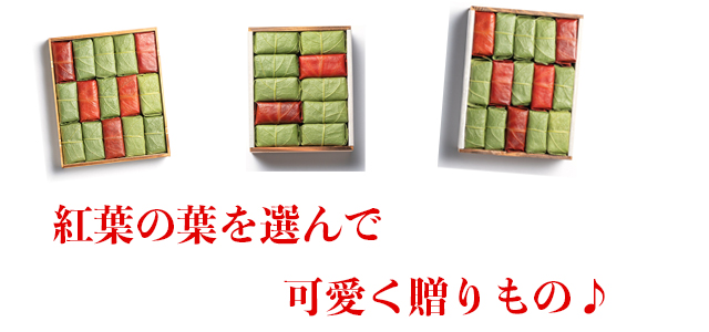 柿の葉ずし 紅葉の柿の葉ずし